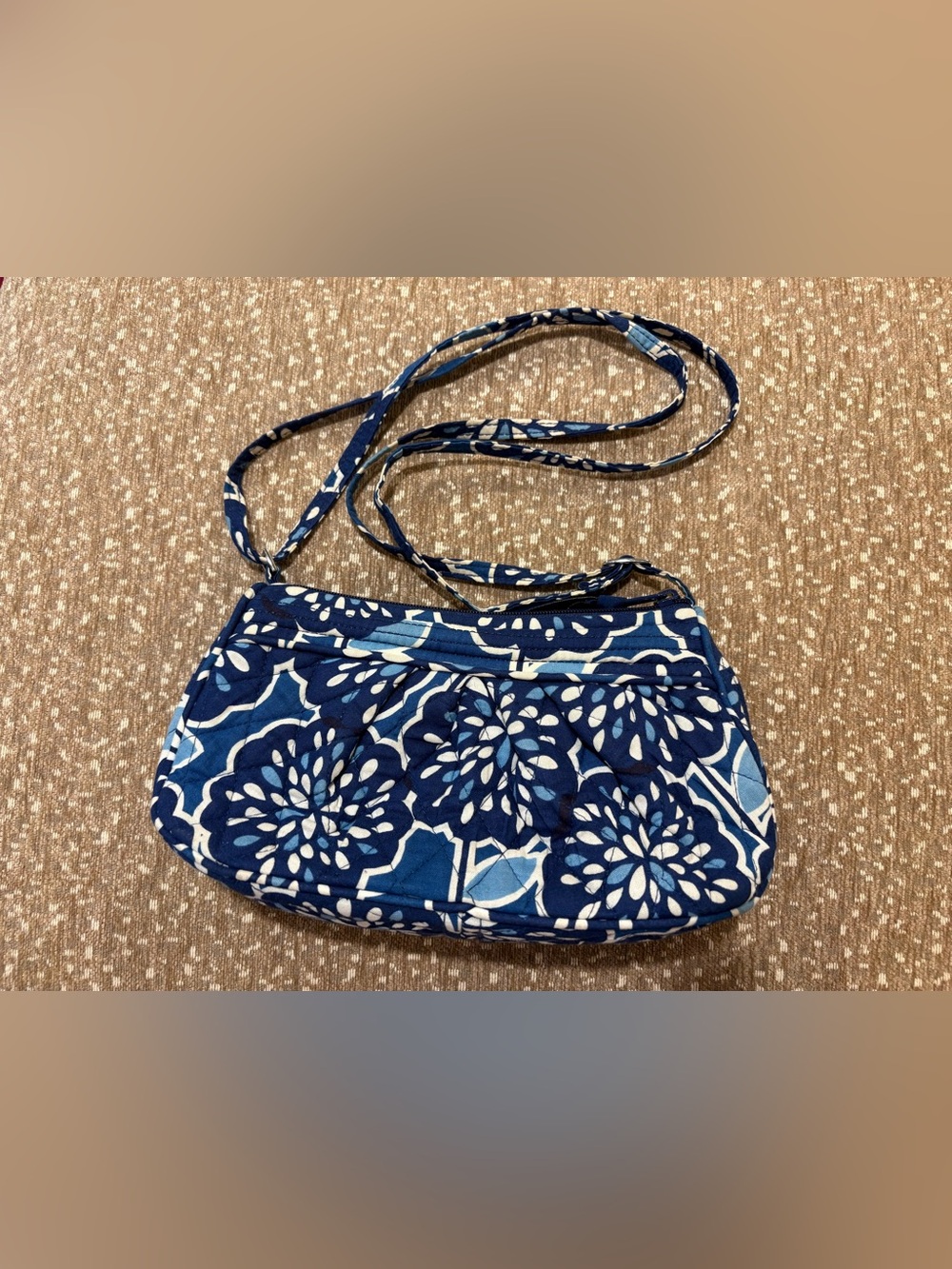 Vera Bradley Frannie Petal Splash Navy and White Floral Crossbody Bag